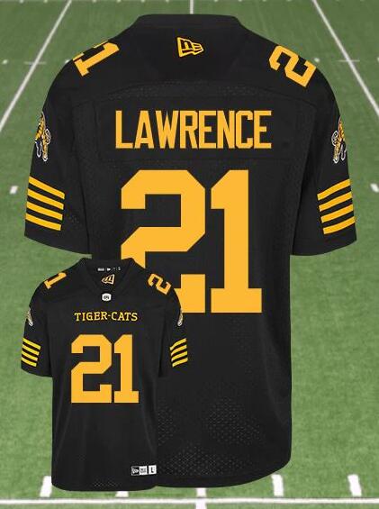 CFL Hamilton tiger cats #21 LAWRENCE Black Crested Home Replica Jersey CFL Hamilton tiger cats #21 LAWRENCE Black Crested Home Replica Jersey