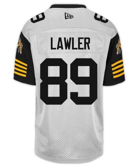CFL Hamilton tiger cats #89 LAWLER Crested Away White Jersey CFL Hamilton tiger cats #89 LAWLER Crested Away White Jersey