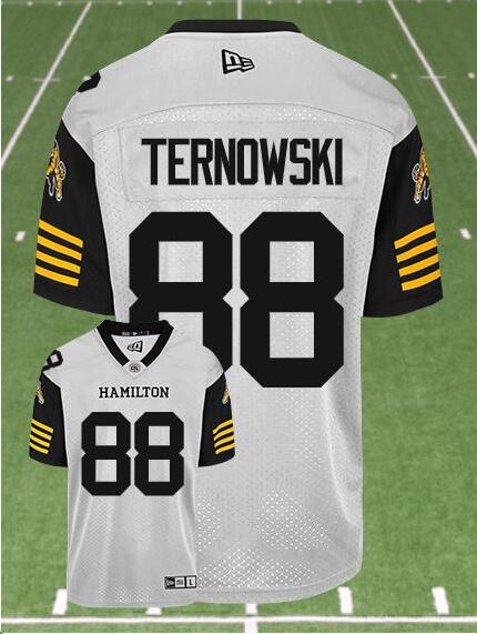 CFL Hamilton tiger cats #88 TERNOWSKI Crested Away White Jersey CFL Hamilton tiger cats #88 TERNOWSKI Crested Away White Jersey