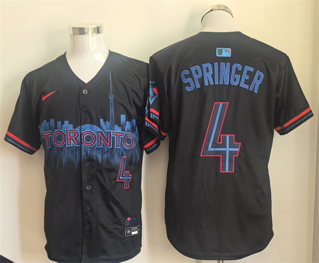 Toronto Blue Jays #4 George Springer Navy 2024 City Connect Limited Stitched Baseball Jersey  Toronto Blue Jays #4 George Springer Navy 2024 City Connect Limited Stitched Baseball Jersey