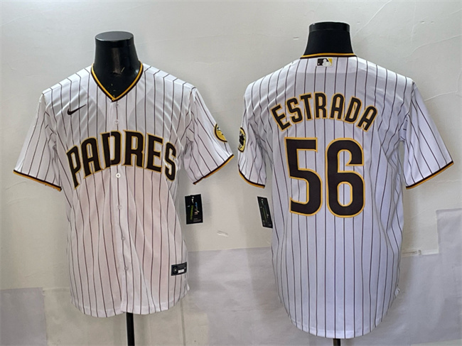 San Diego Padres #56 Jeremiah Estrada White Cool Base Stitched Baseball Jersey San Diego Padres #56 Jeremiah Estrada White Cool Base Stitched Baseball Jersey