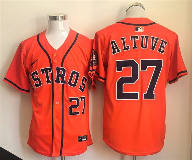 Houston Astros #27 Jose Altuve Orange Limited Stitched Jersey Houston Astros #27 Jose Altuve Orange Limited Stitched Jersey
