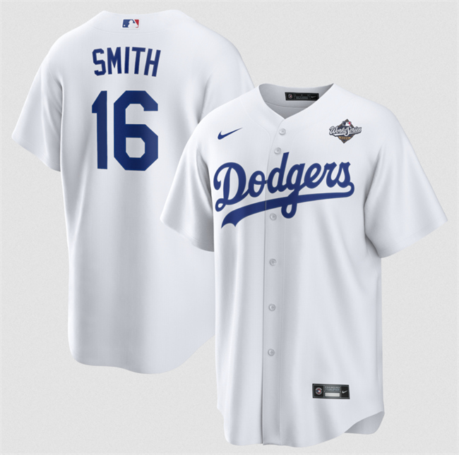Los Angeles Dodgers #16 Will Smith White 2025 World Series Home Cool Base Stitched Baseball Jersey Los Angeles Dodgers #16 Will Smith White 2025 World Series Home Cool Base Stitched Baseball Jersey