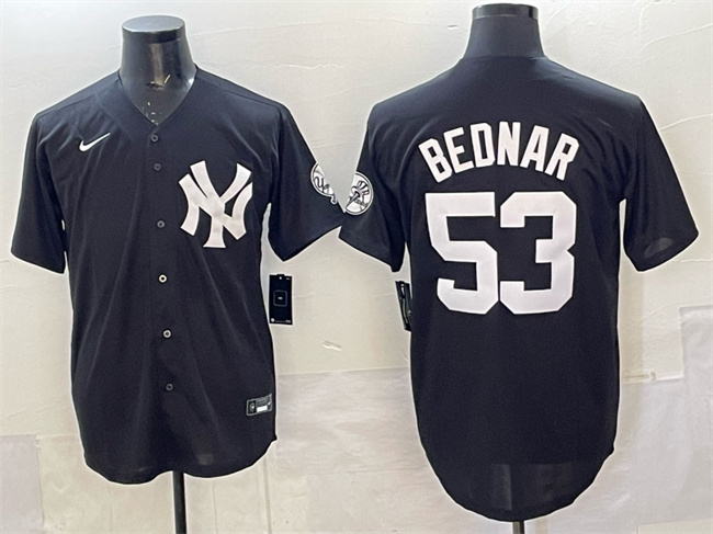 New York Yankees #53 David Bednar Black Stitched Baseball Jersey New York Yankees #53 David Bednar Black Stitched Baseball Jersey