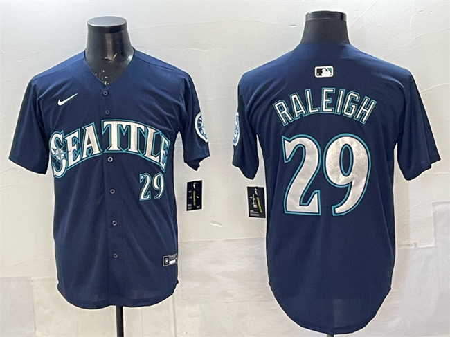 Seattle Mariners #29 Cal Raleigh Navy Limited Stitched jersey Seattle Mariners #29 Cal Raleigh Navy Limited Stitched jersey