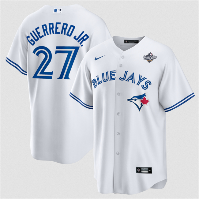 Toronto Blue Jays #27 Vladimir Guerrero Jr. White 2025 World Series Home Cool Base Stitched Jersey  Toronto Blue Jays #27 Vladimir Guerrero Jr. White 2025 World Series Home Cool Base Stitched Jersey
