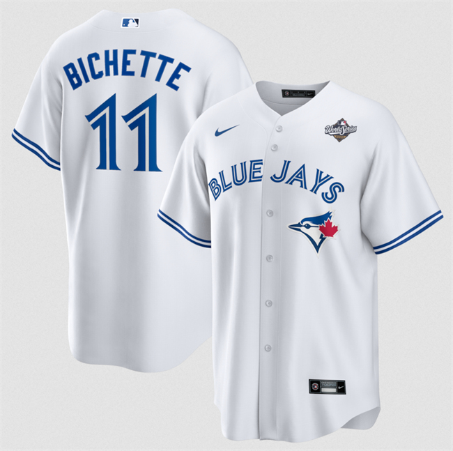 Toronto Blue Jays #11 Bo Bichette White 2025 World Series Home Cool Base Stitched Jersey  Toronto Blue Jays #11 Bo Bichette White 2025 World Series Home Cool Base Stitched Jersey