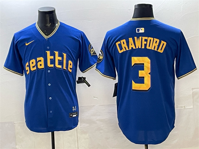Seattle Mariners #3 Cal Raleigh Royal 2025 Limited Stitched jersey Seattle Mariners #3 Cal Raleigh Royal 2025 Limited Stitched jersey