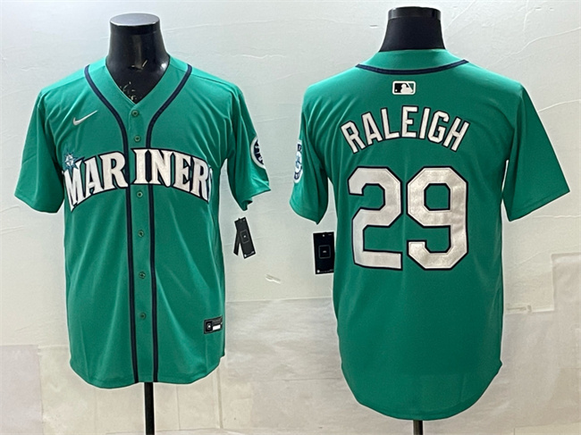 Seattle Mariners #29 Cal Raleigh Aqua Limited Stitched jersey Seattle Mariners #29 Cal Raleigh Aqua Limited Stitched jersey
