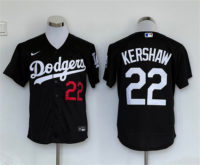 Los Angeles Dodgers #22 Clayton Kershaw Black Cool Base Stitched Baseball Jersey Los Angeles Dodgers #22 Clayton Kershaw Black Cool Base Stitched Baseball Jersey