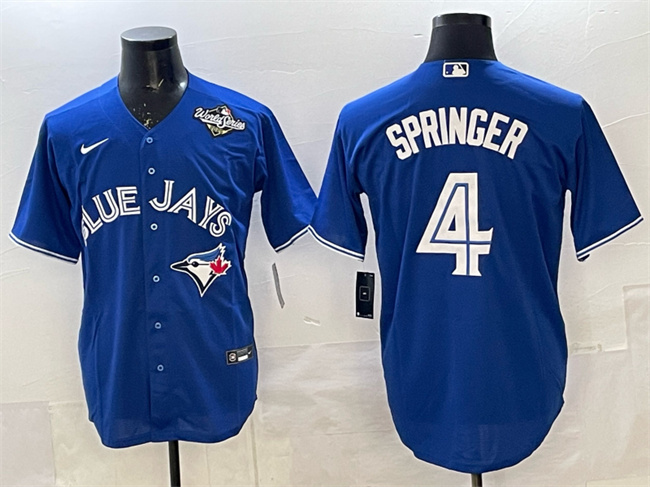 Toronto Blue Jays #4 George Springer Navy 2025 World Series Home Cool Base Stitched Baseball Jersey Toronto Blue Jays #4 George Springer Navy 2025 World Series Home Cool Base Stitched Baseball Jersey