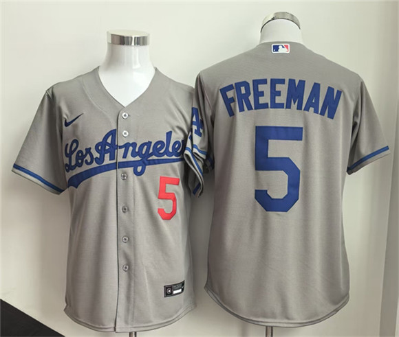 Los Angeles Dodgers #5 Freddie Freeman Gray Cool Base Stitched Baseball Jersey Los Angeles Dodgers #5 Freddie Freeman Gray Cool Base Stitched Baseball Jersey