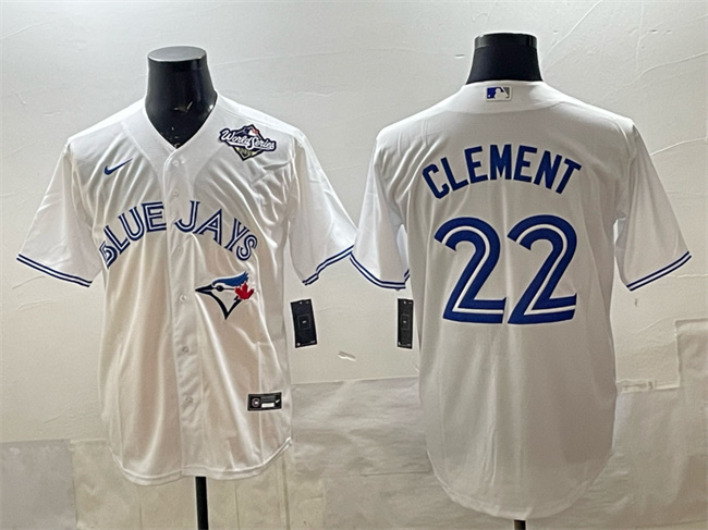 Toronto Blue Jays #22 Ernie Clement White 2025 World Series Home Cool Base Stitched Jersey Toronto Blue Jays #22 Ernie Clement White 2025 World Series Home Cool Base Stitched Jersey