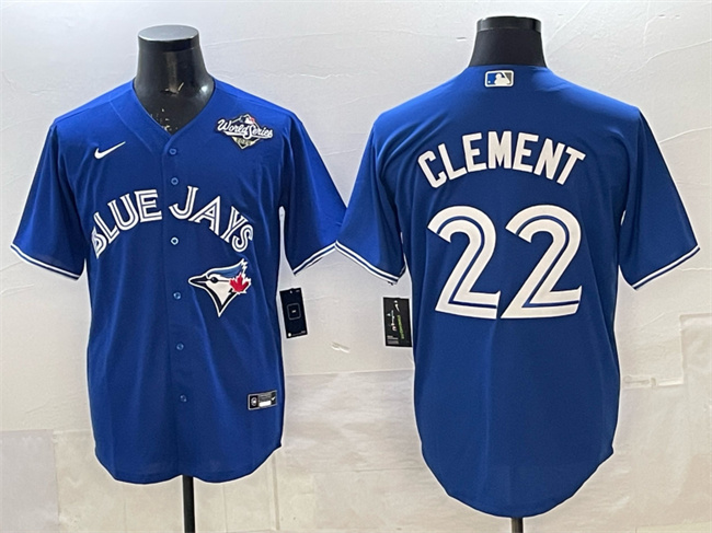Toronto Blue Jays #22 Ernie Clement Blue 2025 World Series Cool Base Stitched Baseball Jersey Toronto Blue Jays #22 Ernie Clement Blue 2025 World Series Cool Base Stitched Baseball Jersey