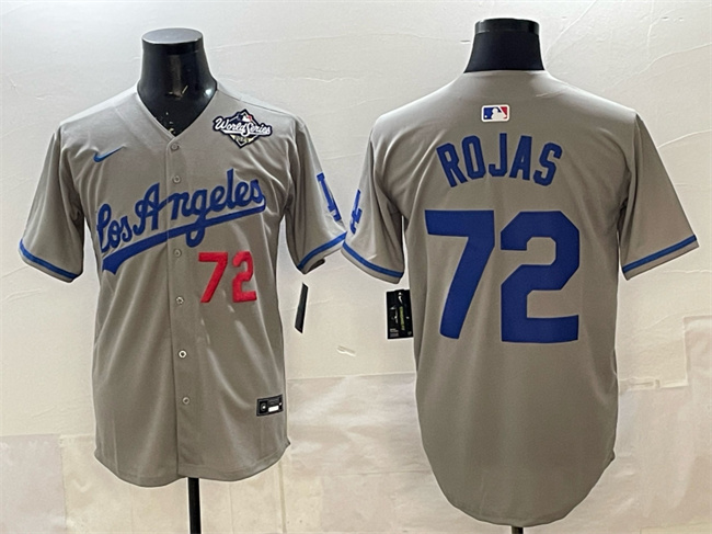 Los Angeles Dodgers #72 Miguel Rojas Grey 2025 World Series Patch Limited Stitched Baseball Jersey Los Angeles Dodgers #72 Miguel Rojas Grey 2025 World Series Patch Limited Stitched Baseball Jersey