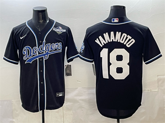 Los Angeles Dodgers #18 Yoshinobu Yamamoto Black 2025 World Series Cool Base Stitched Baseball Jersey Los Angeles Dodgers #18 Yoshinobu Yamamoto Black 2025 World Series Cool Base Stitched Baseball Jersey