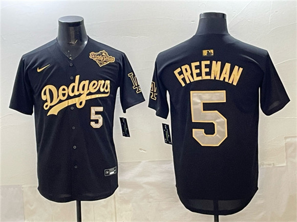 Los Angeles Dodgers #5 Freddie Freeman Black Gold 2025 World Series Limited Stitched Baseball Jersey Los Angeles Dodgers #5 Freddie Freeman Black Gold 2025 World Series Limited Stitched Baseball Jersey
