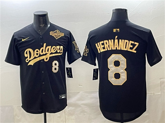 Los Angeles Dodgers #8 Enrique Hern??ndez Black Gold 2025 World Series Limited Stitched Baseball Jersey Los Angeles Dodgers #8 Enrique Hern??ndez Black Gold 2025 World Series Limited Stitched Baseball Jersey