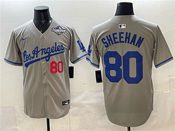 Los Angeles Dodgers #80 Emmet Sheehan Gray 2025 World Series Patch Limited Stitched Baseball Jersey Los Angeles Dodgers #80 Emmet Sheehan Gray 2025 World Series Patch Limited Stitched Baseball Jersey