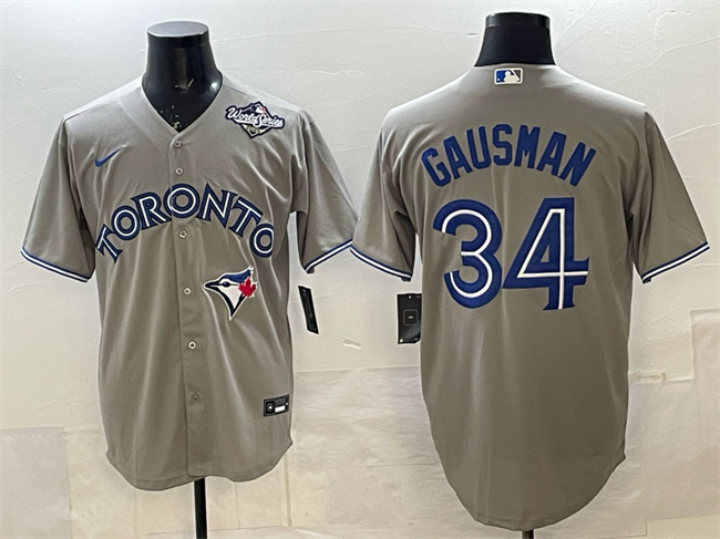 Toronto Blue Jays #34 Kevin Gausman Gray 2025 World Series Cool Base Stitched Baseball Jersey Toronto Blue Jays #34 Kevin Gausman Gray 2025 World Series Cool Base Stitched Baseball Jersey
