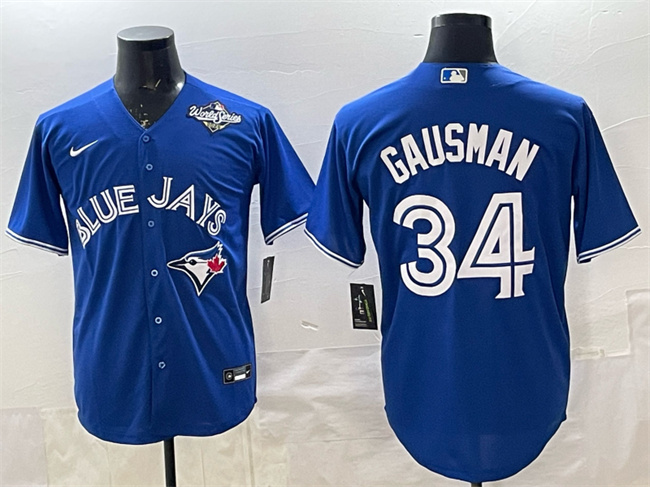 Toronto Blue Jays #34 Kevin Gausman Royal 2025 World Series Cool Base Stitched Baseball Jersey Toronto Blue Jays #34 Kevin Gausman Royal 2025 World Series Cool Base Stitched Baseball Jersey