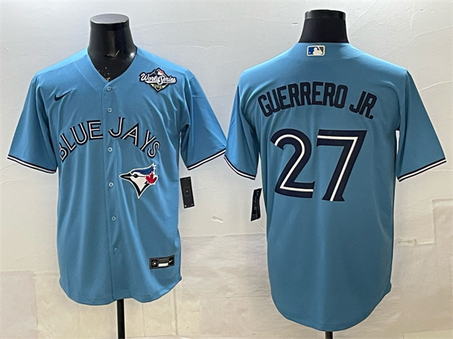 Toronto Blue Jays #27 Vladimir Guerrero Jr. Blue 2025 World Series Cool Base Stitched Baseball Jersey Toronto Blue Jays #27 Vladimir Guerrero Jr. Blue 2025 World Series Cool Base Stitched Baseball Jersey