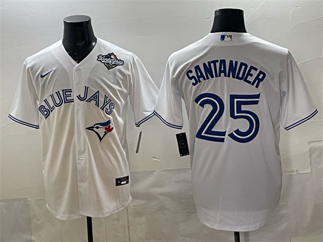 Toronto Blue Jays #25 Anthony Santander White 2025 World Series Home Cool Base Stitched Baseball Jersey Toronto Blue Jays #25 Anthony Santander White 2025 World Series Home Cool Base Stitched Baseball Jersey