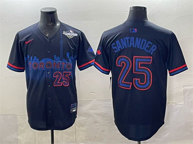 Toronto Blue Jays #25 Anthony Santander Navy 2025 World Series City Connect Limited Stitched Baseball Jersey Toronto Blue Jays #25 Anthony Santander Navy 2025 World Series City Connect Limited Stitched Baseball Jersey