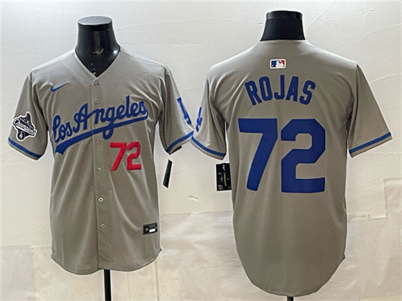 Los Angeles Dodgers #72 Miguel Rojas Gray 2025 World Series Champions Patch Limited Stitched Baseball Jersey Los Angeles Dodgers #72 Miguel Rojas Gray 2025 World Series Champions Patch Limited Stitched Baseball Jersey