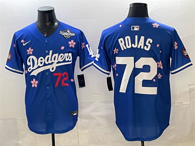Los Angeles Dodgers #72 Miguel Rojas Royal 2025 World Series Patch Tokyo Series Limited Stitched Baseball Jersey Los Angeles Dodgers #72 Miguel Rojas Royal 2025 World Series Patch Tokyo Series Limited Stitched Baseball Jersey