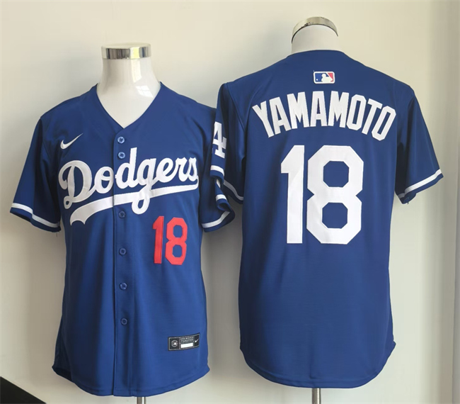 Los Angeles Dodgers #18 Yoshinobu Yamamoto Royal Limited Stitched Baseball Jersey Los Angeles Dodgers #18 Yoshinobu Yamamoto Royal Limited Stitched Baseball Jersey