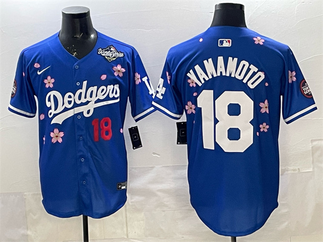 Los Angeles Dodgers #18 Yoshinobu Yamamoto Royal 2025 World Series Patch Tokyo Series Limited Stitched Baseball Jersey Los Angeles Dodgers #18 Yoshinobu Yamamoto Royal 2025 World Series Patch Tokyo Series Limited Stitched Baseball Jersey