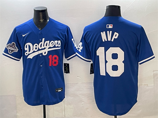 Los Angeles Dodgers #18 MVP Royal 2025 World Series Champions Patch Limited Stitched Baseball Jersey Los Angeles Dodgers #18 MVP Royal 2025 World Series Champions Patch Limited Stitched Baseball Jersey