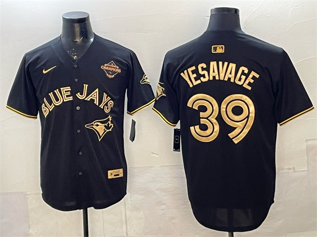 Toronto Blue Jays #39 Trey Yesavage Black Gold 2025 American League Champions Limited Stitched Baseball Jersey Toronto Blue Jays #39 Trey Yesavage Black Gold 2025 American League Champions Limited Stitched Baseball Jersey