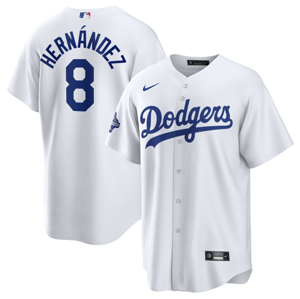 Los Angeles Dodgers #8 Enrique Hernandez White 2025 World Series Champions Stitched Baseball Jersey Los Angeles Dodgers #8 Enrique Hernandez White 2025 World Series Champions Stitched Baseball Jersey