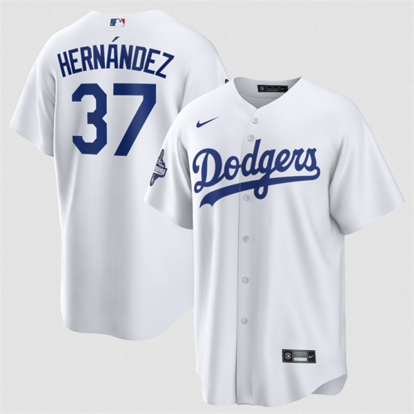 Los Angeles Dodgers #37 Teoscar Hern??ndez White 2025 World Series Champions Stitched Baseball Jersey Los Angeles Dodgers #37 Teoscar Hern??ndez White 2025 World Series Champions Stitched Baseball Jersey