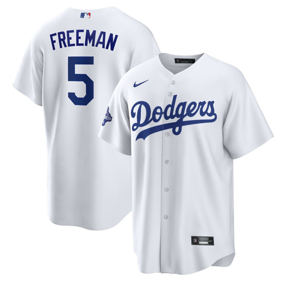 Los Angeles Dodgers #5 Freddie Freeman White 2025 World Series Champions Stitched Baseball Jersey Los Angeles Dodgers #5 Freddie Freeman White 2025 World Series Champions Stitched Baseball Jersey