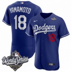 Los Angeles Dodgers #18 Yoshinobu Yamamoto Royal 2025 World Series Limited Stitched Baseball Jersey Los Angeles Dodgers #18 Yoshinobu Yamamoto Royal 2025 World Series Limited Stitched Baseball Jersey