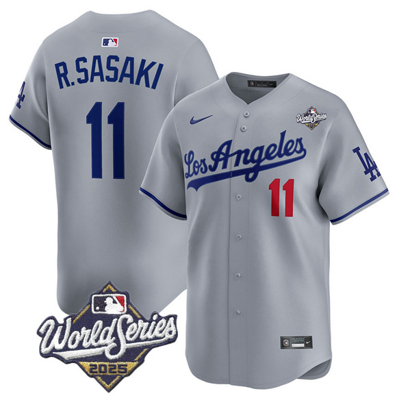 Los Angeles Dodgers #11 Roki Sasaki Gray 2025 World Series Stitched Baseball Jersey Los Angeles Dodgers #11 Roki Sasaki Gray 2025 World Series Stitched Baseball Jersey