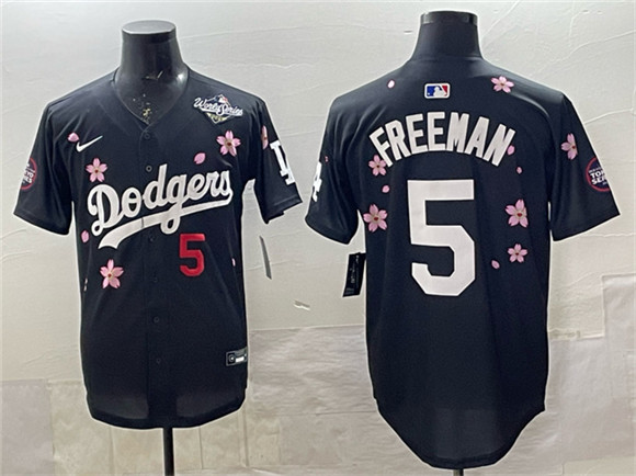 Los Angeles Dodgers #5 Freddie Freeman Black 2025 World Series Patch Tokyo Series Limited Stitched Baseball Jersey Los Angeles Dodgers #5 Freddie Freeman Black 2025 World Series Patch Tokyo Series Limited Stitched Baseball Jersey