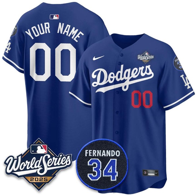 Los Angeles Dodgers Active Player Custom Royal 2025 World Series With No.34 Patch Limited Stitched Baseball Jersey Los Angeles Dodgers Active Player Custom Royal 2025 World Series With No.34 Patch Limited Stitched Baseball Jersey