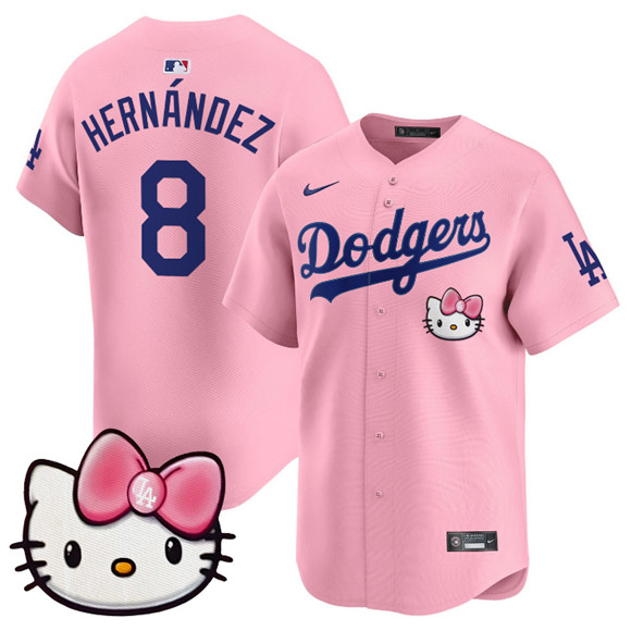 Los Angeles Dodgers #8 Enrique Hernandez Pink 2025 Hello Kitty Vapor Limited Stitched Baseball Jersey Los Angeles Dodgers #8 Enrique Hernandez Pink 2025 Hello Kitty Vapor Limited Stitched Baseball Jersey