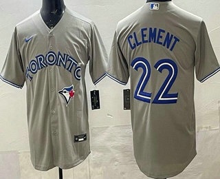 Toronto Blue Jays #22 Ernie Clement Gray Cool Base Jersey Toronto Blue Jays #22 Ernie Clement Gray Cool Base Jersey