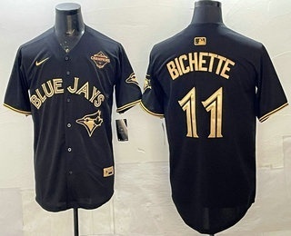 Toronto Blue Jays #11 Bo Bichette Black Gold 2025 American League Champions Limited Stitched Jersey Toronto Blue Jays #11 Bo Bichette Black Gold 2025 American League Champions Limited Stitched Jersey