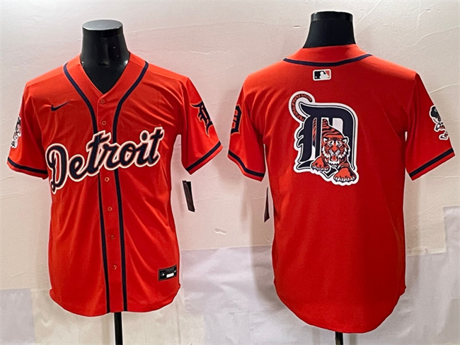 Detroit Tigers Team Big Logo Orange With Patch Vapor Premier Limited Stitched Baseball Jersey Detroit Tigers Team Big Logo Orange With Patch Vapor Premier Limited Stitched Baseball Jersey