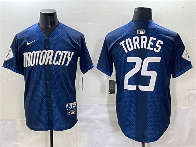 Detroit Tigers #25 Gleyber Torres Navy City Connect Cool Base Limited Stitched Jersey Detroit Tigers #25 Gleyber Torres Navy City Connect Cool Base Limited Stitched Jersey