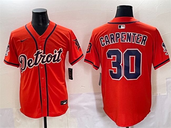 Detroit Tigers #30 Kerry Carpenter Orange With Patch Vapor Premier Limited Stitched Baseball Jersey Detroit Tigers #30 Kerry Carpenter Orange With Patch Vapor Premier Limited Stitched Baseball Jersey