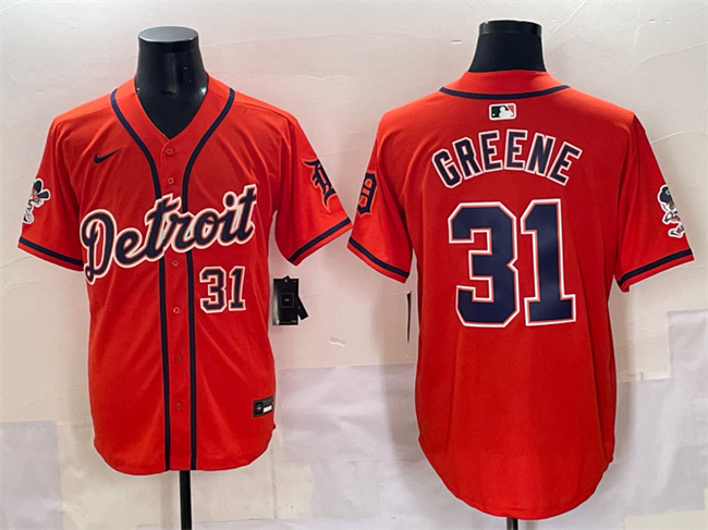 Detroit Tigers #31 Riley Greene Orange With Patch Vapor Premier Limited Stitched Baseball Jersey Detroit Tigers #31 Riley Greene Orange With Patch Vapor Premier Limited Stitched Baseball Jersey