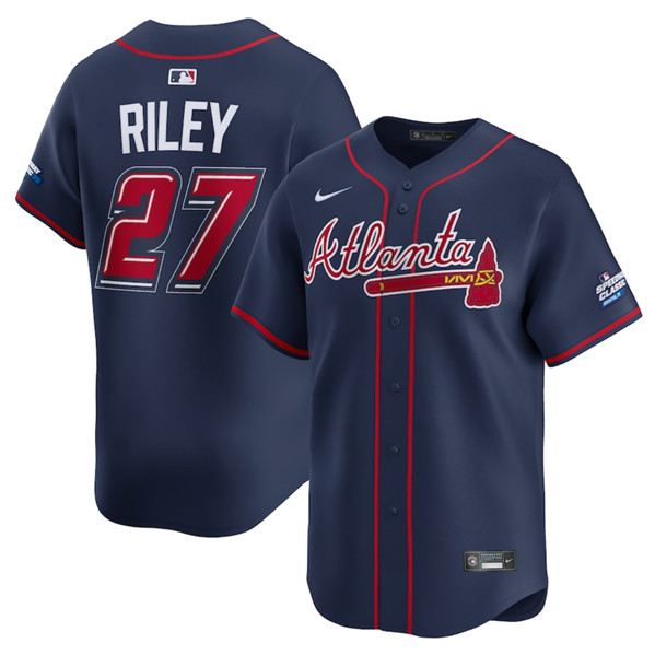 Atlanta Braves #27 Austin Riley Navy 2025 Speedway Classic Alternate Limited Stitched Baseball Jersey Atlanta Braves #27 Austin Riley Navy 2025 Speedway Classic Alternate Limited Stitched Baseball Jersey