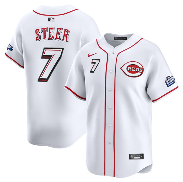 Cincinnati Reds #7 Spencer Steer White 2025 Speedway Classic Home Limited Stitched Baseball Jersey Cincinnati Reds #7 Spencer Steer White 2025 Speedway Classic Home Limited Stitched Baseball Jersey